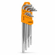 Coofix nine-piece extra-long chrome-vanadium Torx key set in orange holder on a white background