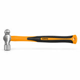Coofix drop-forged ball-pein hammer with polished steel head and orange fiberglass handle on white background