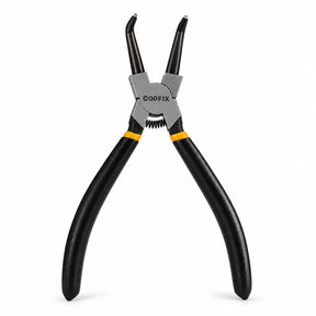 Coofix 180 mm bent-head circlip pliers with black handles and orange collars on a white background