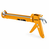 Coofix 9-inch orange cartridge caulking gun with silver plunger rod on a white background