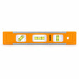 Coofix 22.5 cm orange plastic mini spirit level with three bubble vials on a white background