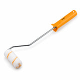 Coofix 4-inch paint roller with white fibre sleeve, chrome-plated bracket and orange handle on a white background