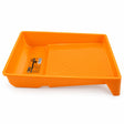 Coofix orange plastic paint tray with raised reservoir and textured roller-loading surface on a white background