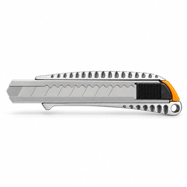 Coofix aluminium snap-off blade knife with black slider and segmented SK5 blade on a white background