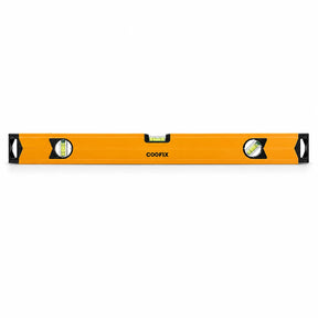 Coofix orange magnetic aluminium spirit level with three bubble vials isolated on a white background