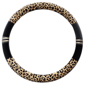 SM Select Interior Comfort & Styling Brown Leopard Print Universal Steering Wheel Cover