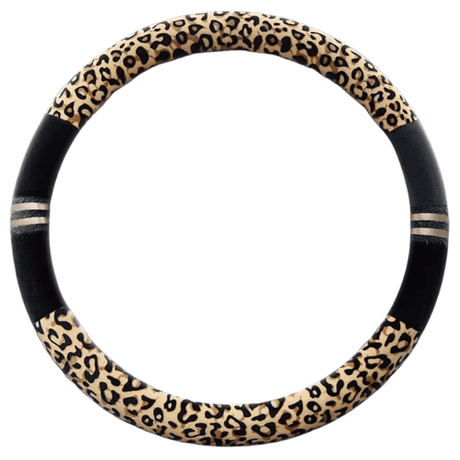 SM Select Interior Comfort & Styling Brown Leopard Print Universal Steering Wheel Cover
