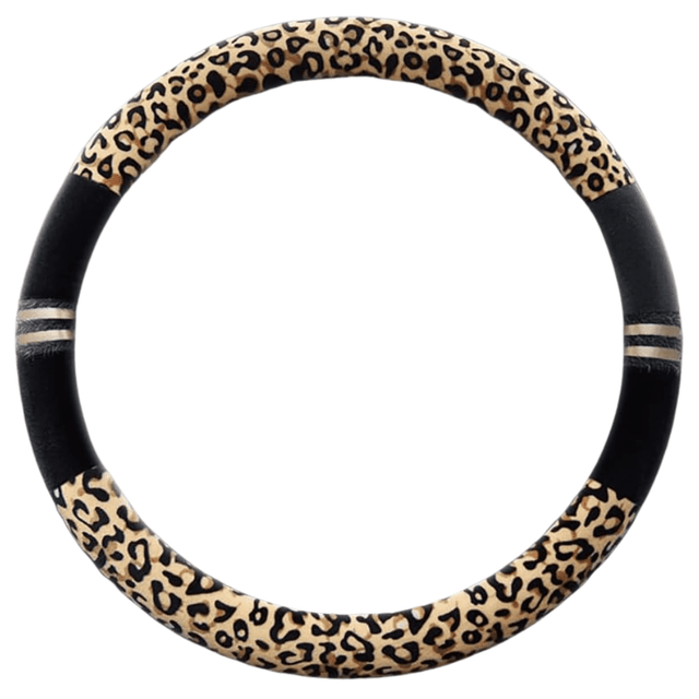 SM Select Interior Comfort & Styling Brown Leopard Print Universal Steering Wheel Cover