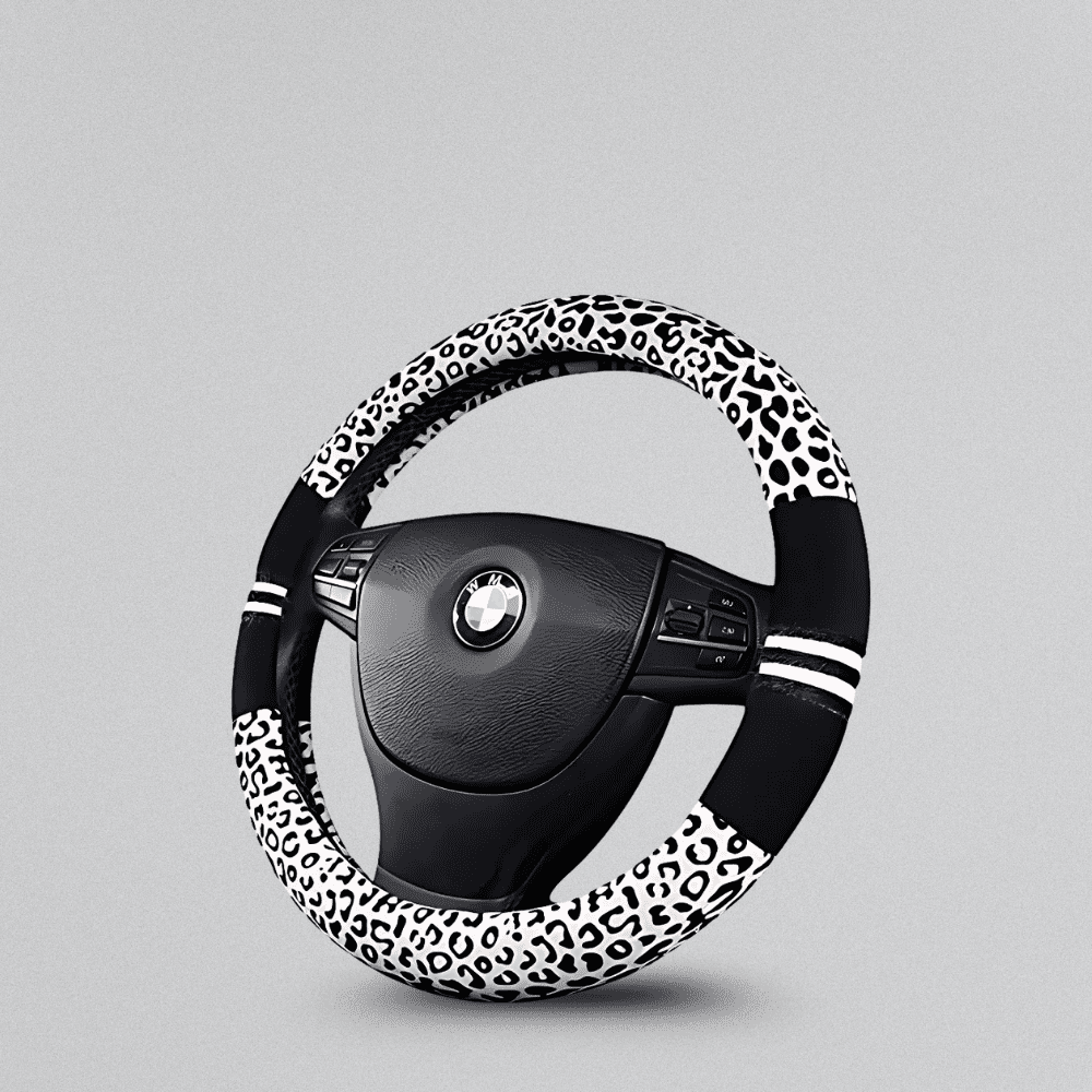 SM Select Interior Comfort & Styling Leopard Print Universal Steering Wheel Cover
