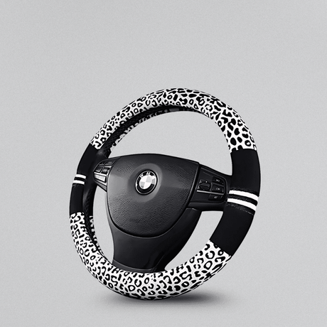 SM Select Interior Comfort & Styling Leopard Print Universal Steering Wheel Cover