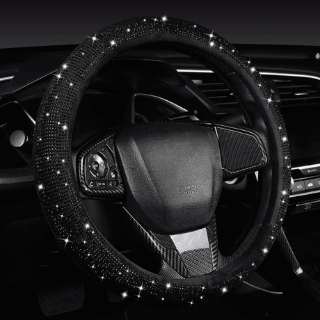 SM Select Interior Comfort & Styling Sparkly Diamond Universal Car Steering Wheel Cover