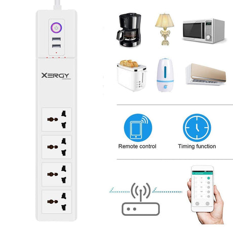 Smart Home Power Management & Protection Smart Power Strip, Wi-Fi Surge Protector Extension Board with 2 USB Port