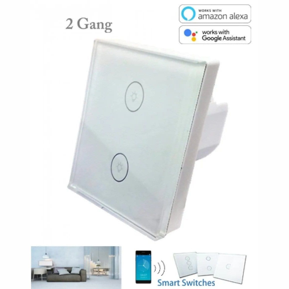 Smart Home Switches & Sockets Smart Wi-Fi 2-Gang Light Switch