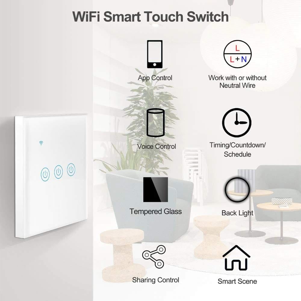 Smart Home Switches & Sockets Smart Wi-Fi 3-Gang Light Switch