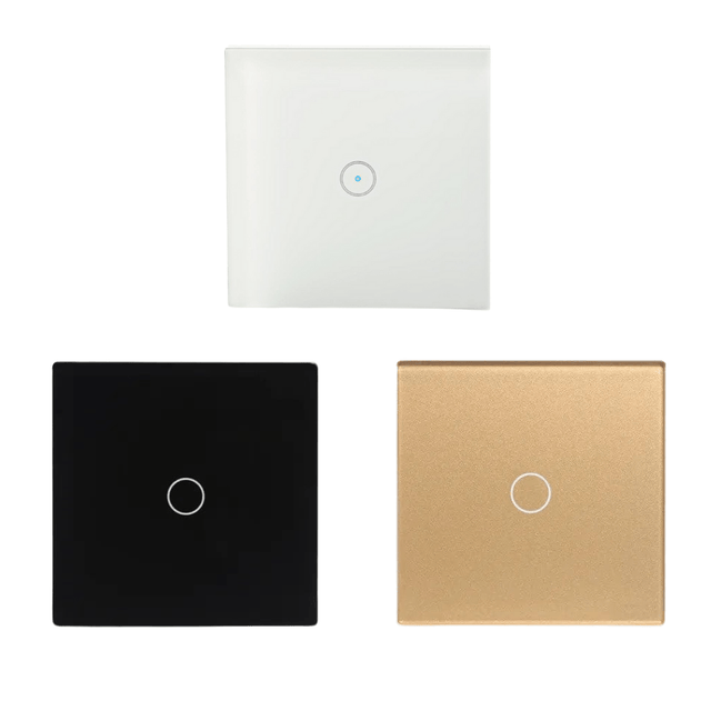 Smart Home Switches & Sockets Smart Wi-Fi Touch 1-Gang Light Switch – Voice-Controlled & App-Enabled (White, Black & Gold)