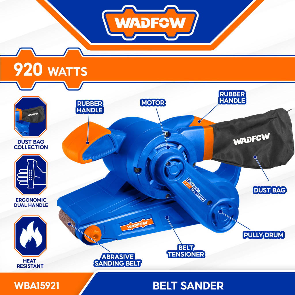 Wadfow Professional Belt Sander 920W - WBA15921