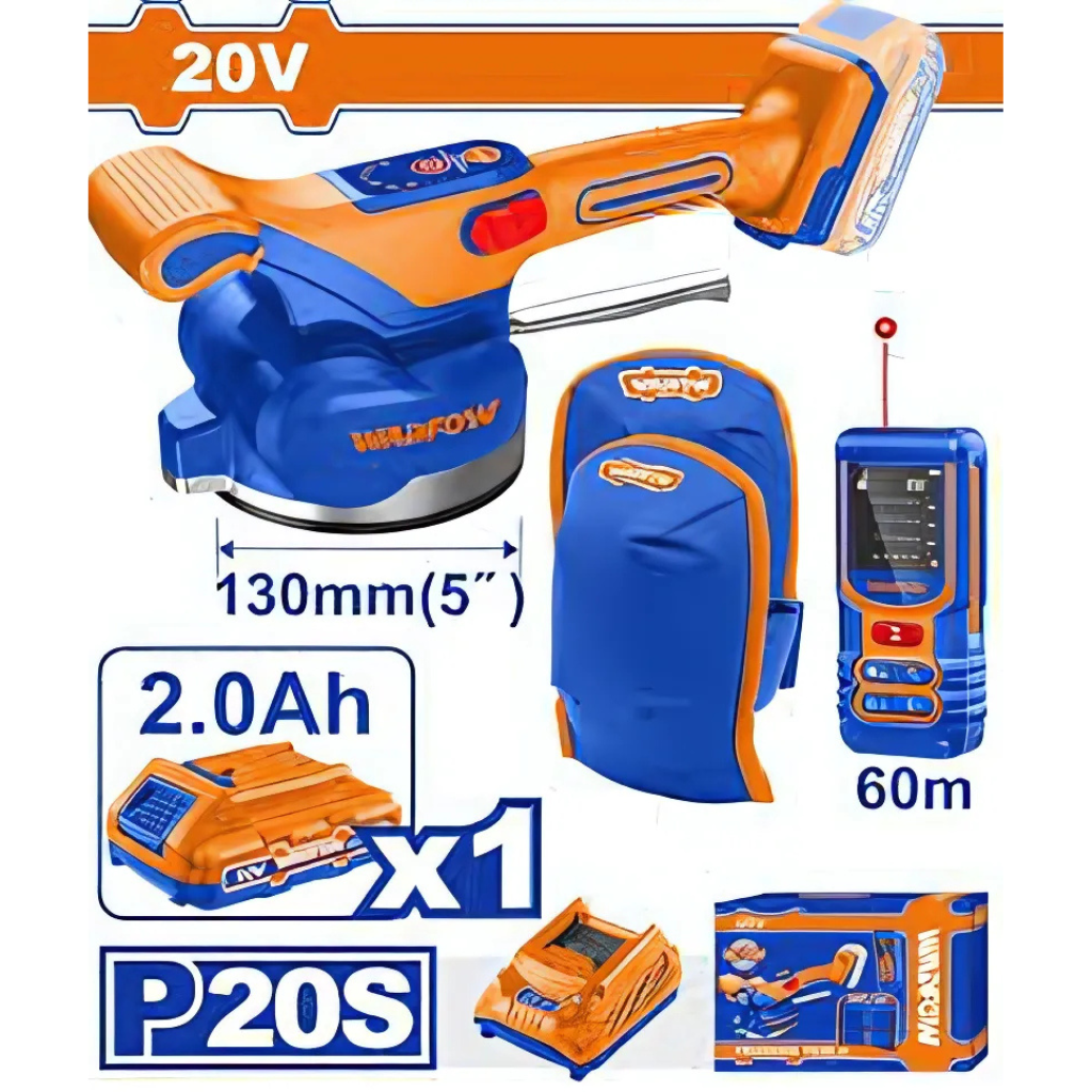 Wadfow Cordless Tile Vibration Machine With Laser Measurer & Knee Pads   - WOS241185