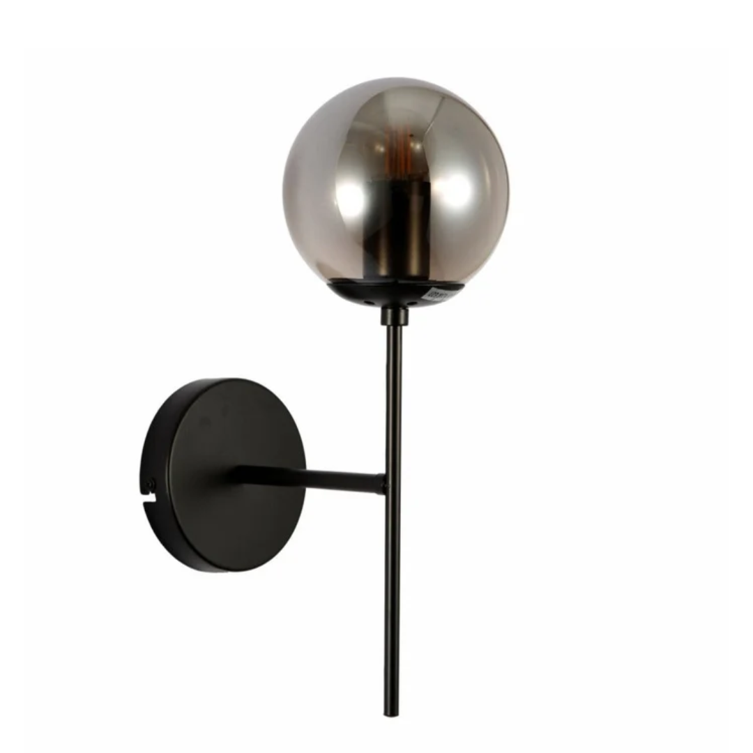 Modern Globe Smoky Black Wall Light Sconce