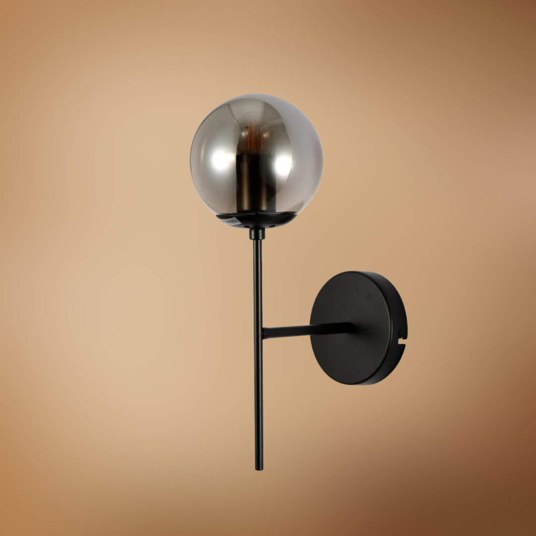 Modern Globe Smoky Black Wall Light Sconce