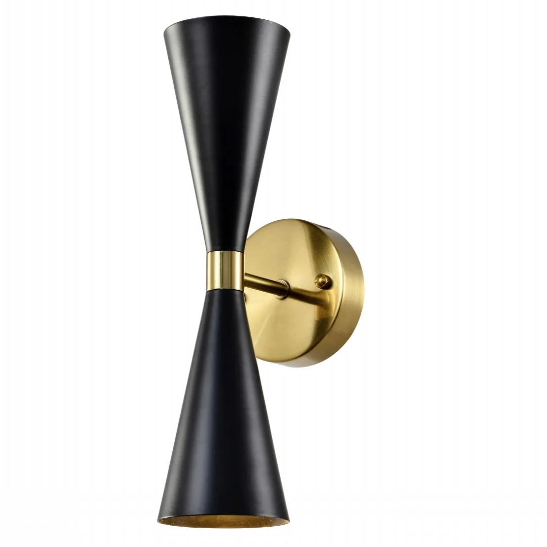 Modern Gold Aluminium Metal Body Black Cone Wall Light