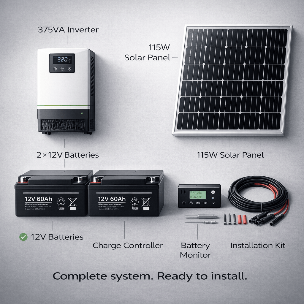 Supply Master Solar Power Systems 375VA System Solar Power Package