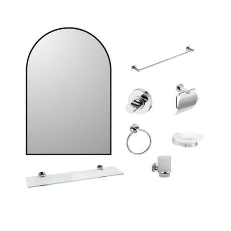 Supply Master Bathroom Accessories Arched Bathroom Mirror With 7 Pieces Bathroom Accesories Set