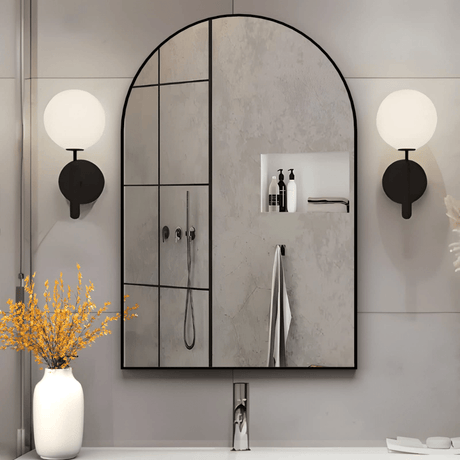 Supply Master Bathroom Accessories Arched Bathroom Mirror With 7 Pieces Bathroom Accesories Set