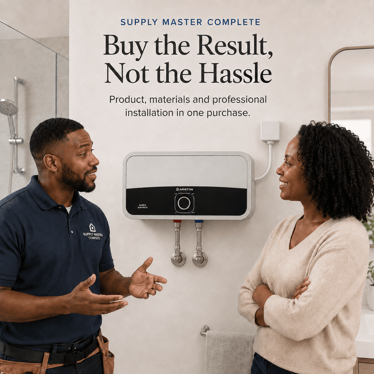 Supply Master Supply Master Complete Ariston Aures Slim 5.5kW Multi-Point Instant Water Heater + Professional Replacement Installation | Supply Master Complete