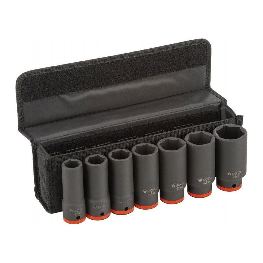 Upgrade your toolkit with the Bosch 7-Piece Deep Impact Socket Set (2608551104) at SupplyMaster.store in Ghana Sockets & Hex Keys Buy Tools hardware Building materials