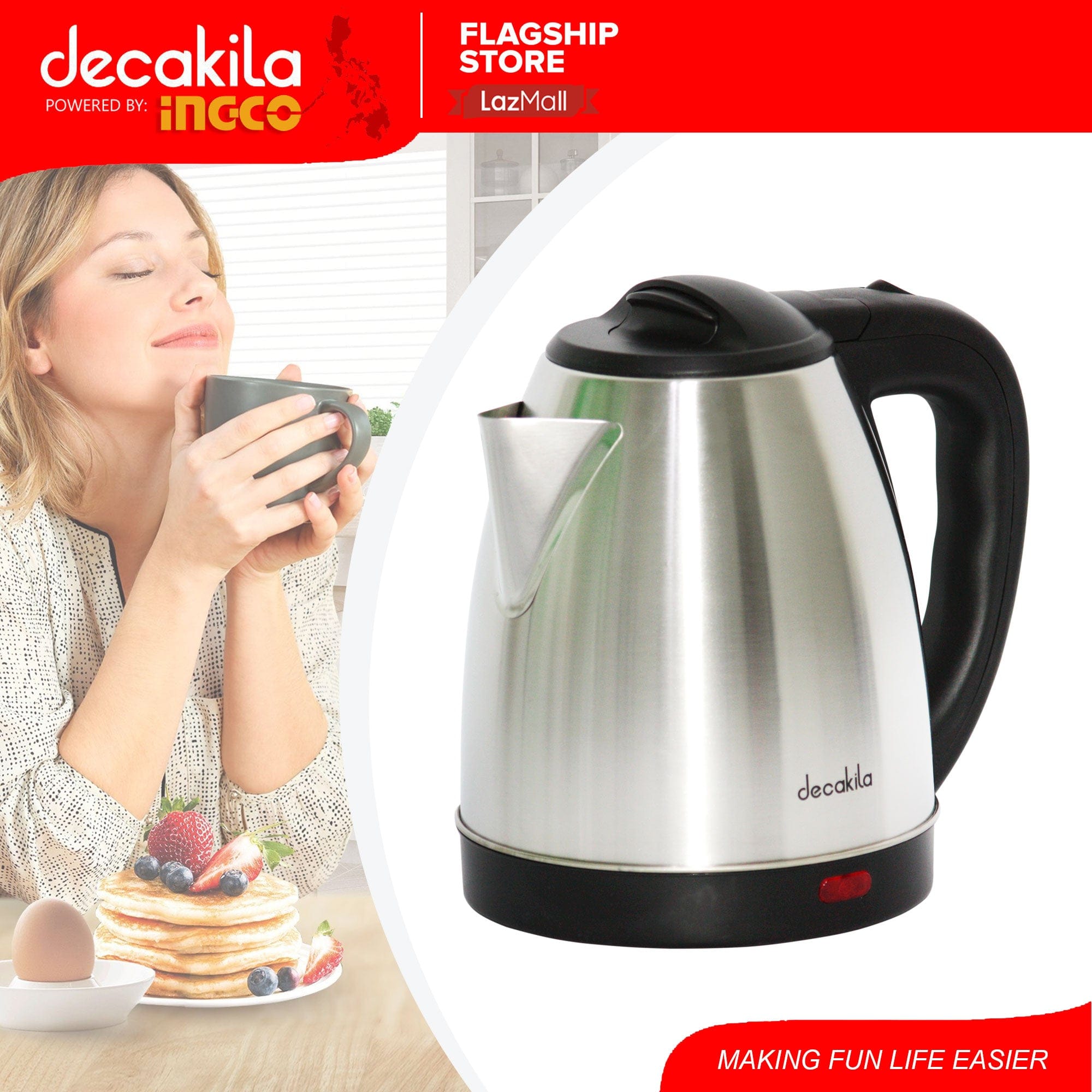 Buy Decakila 1.5L Stainless Steel Electric Kettle 1800W - KEKT002B in Ghana | Supply Master Electric Kettle Buy Tools hardware Building materials