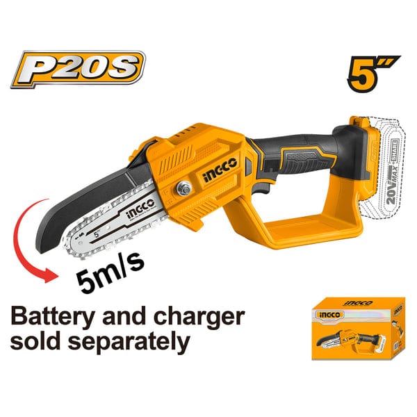 Ingco 6" Lithium-Ion Mini Cordless Chain Saw with Two 20V Batteries - CGSLI20682 | Supply Master | Accra, Ghana Chainsaw Buy Tools hardware Building materials