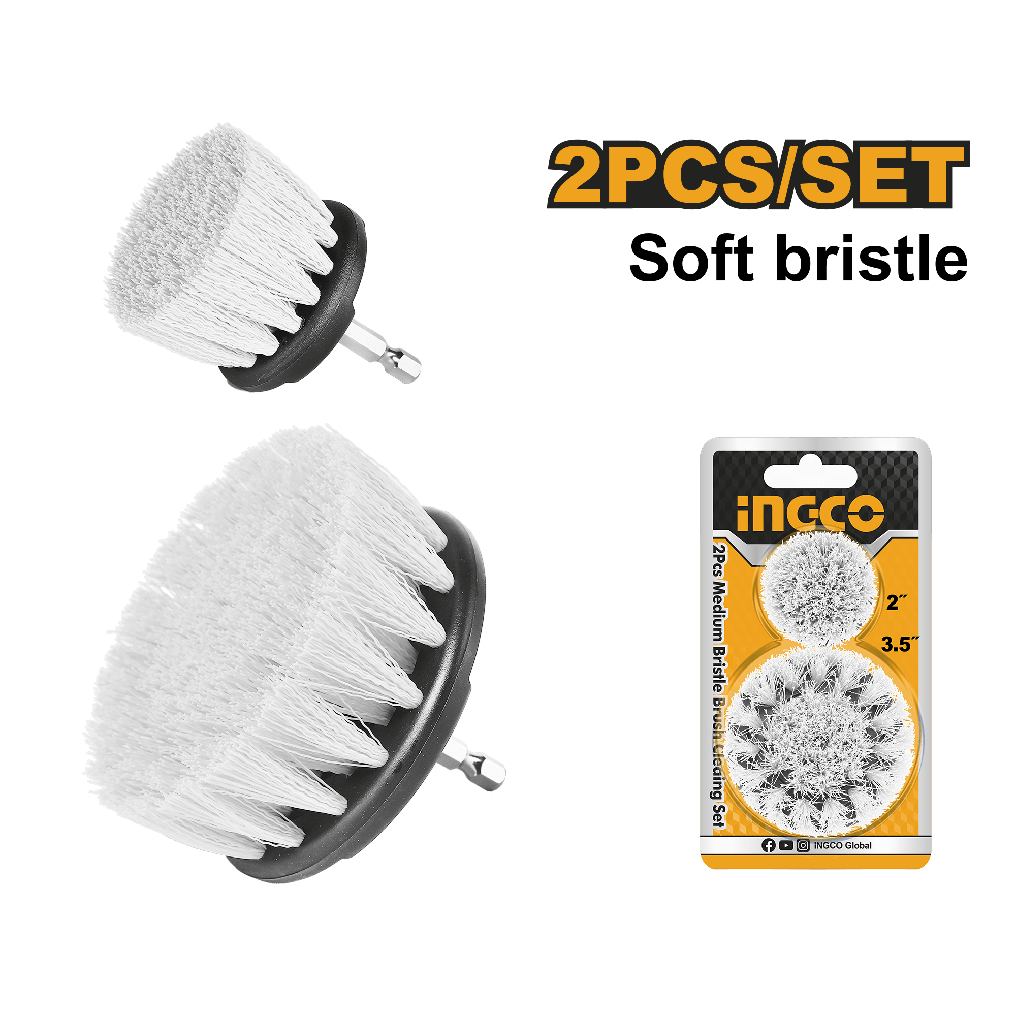 Ingco 2-Pieces Soft Bristle Brush Set - WCBS3235 | Supply Master Accra, Ghana Cleaning Equipment Accessories Buy Tools hardware Building materials