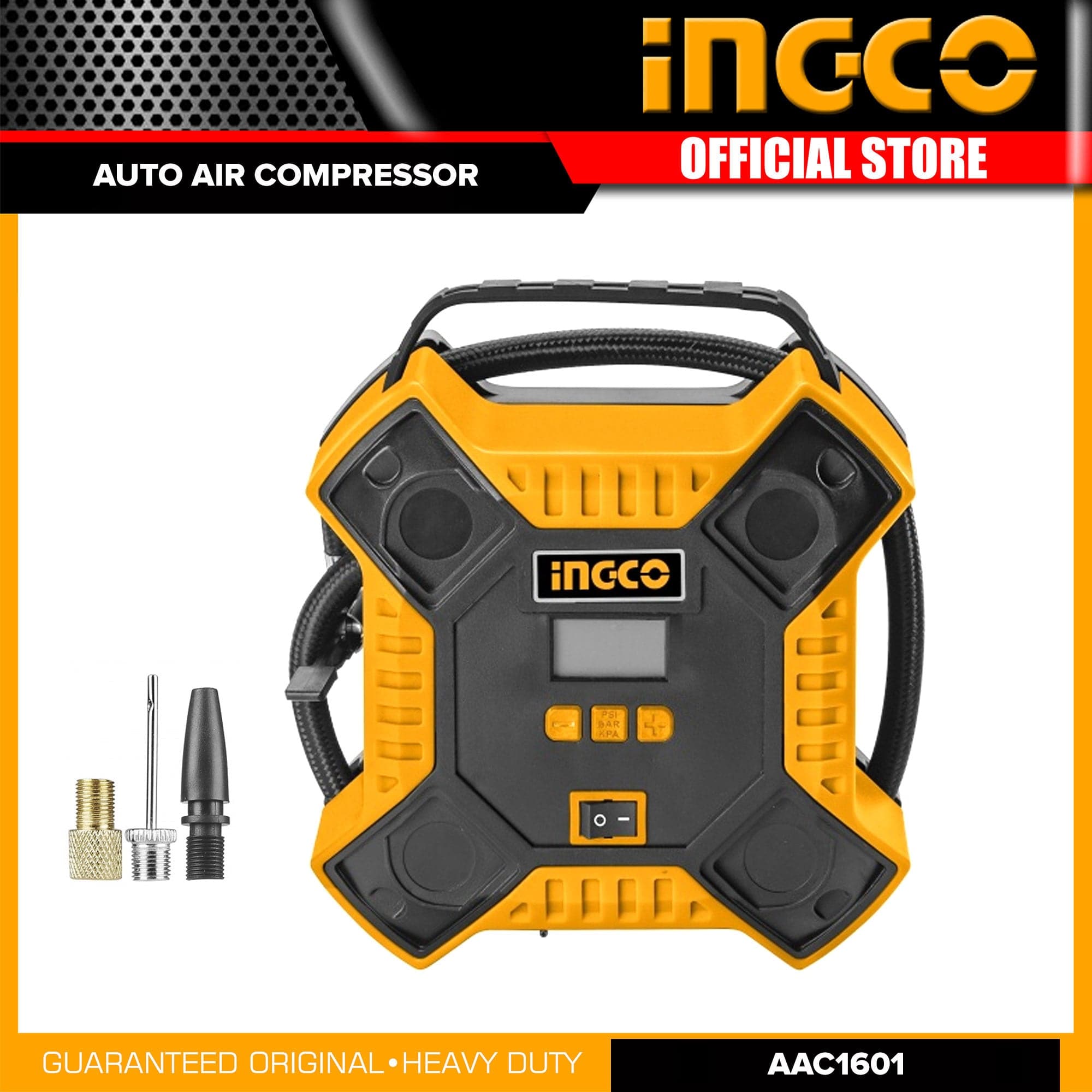 Ingco Auto Air Compressor 12V - AAC1601 | Supply Master | Accra, Ghana Compressor & Air Tool Accessories Buy Tools hardware Building materials