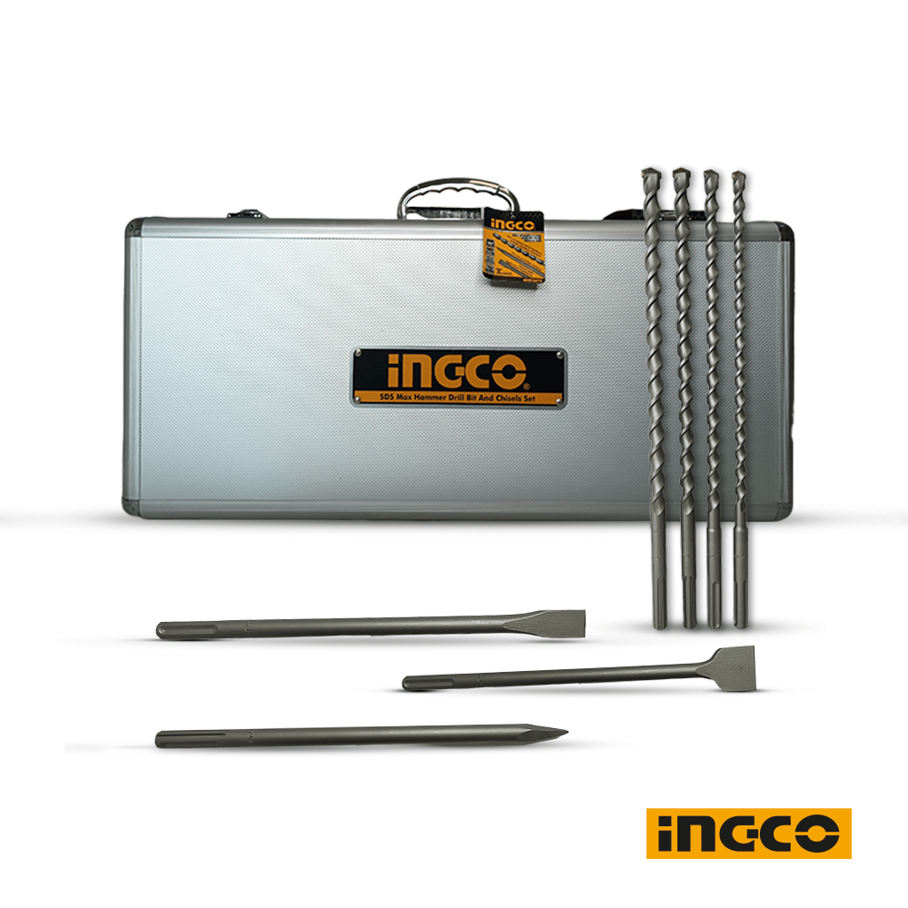Ingco SDS Max Hammer Drill Bit & Chisel Set - AKD5075 | Buy Online in Accra, Ghana - Supply Master Drill Bits Buy Tools hardware Building materials