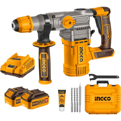 Ingco Brushless Lithium-Ion Rotary Hammer with Two 20V 4.0Ah Batteries - CRHLI202882 | Supply Master Accra, Ghana Drill Buy Tools hardware Building materials