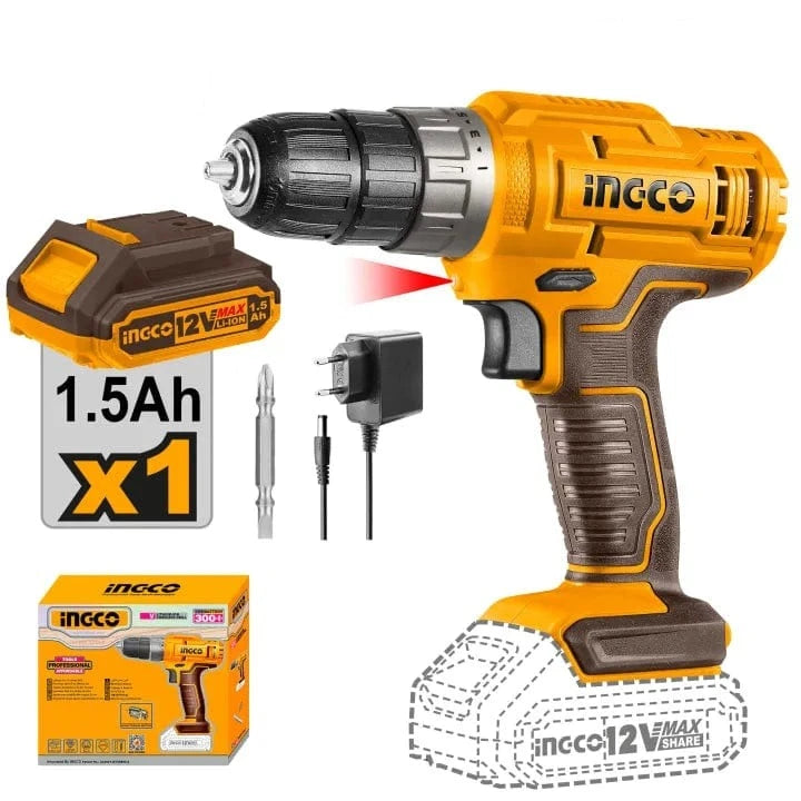 Ingco Lithium-Ion Cordless Hammer Impact Drill 12V - CIDLI12202 | Shop Online in Accra, Ghana - Supply Master Drill Buy Tools hardware Building materials