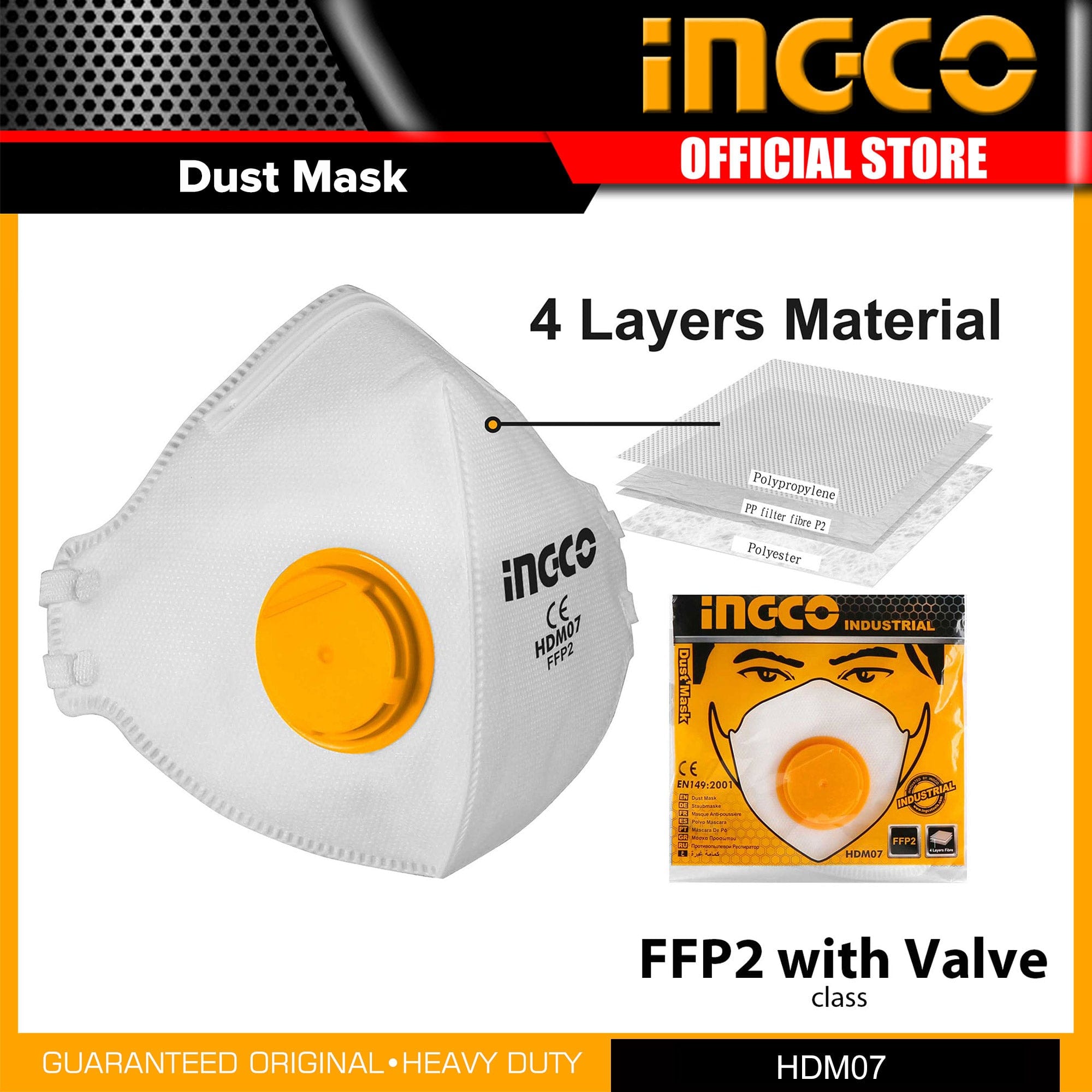Ingco Dust Mask with Breath Valve - HDM07 - Buy Online in Accra, Ghana at Supply Master Dust Masks & Respirators Buy Tools hardware Building materials