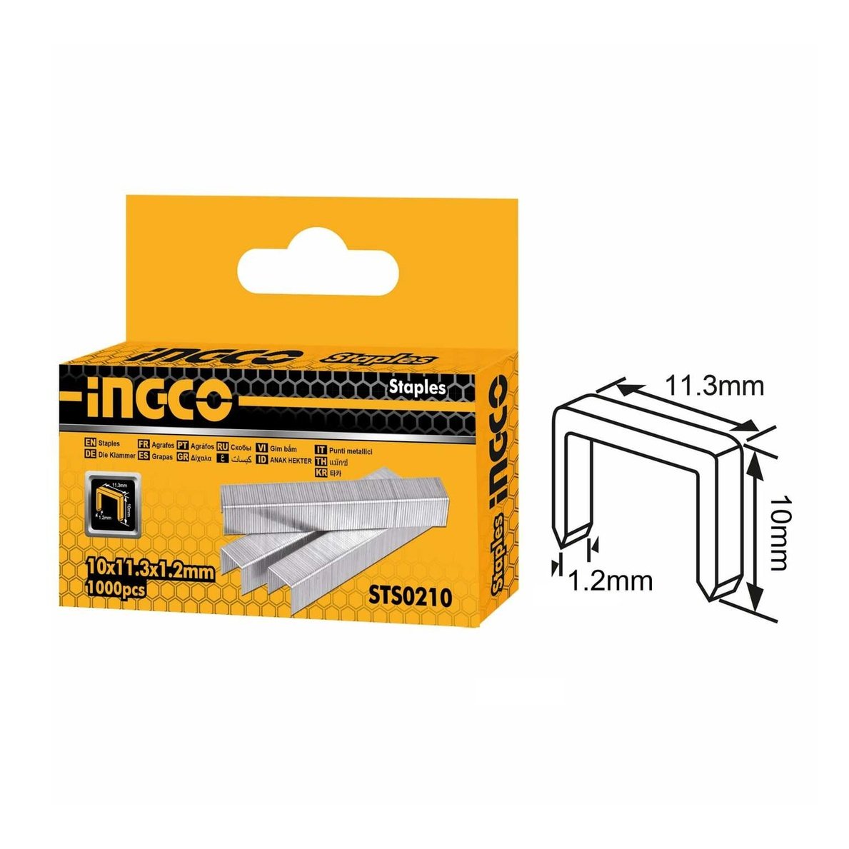 Ingco 1000 Pieces Staples Size 10x11.3x1.2mm  - STS0210 | Supply Master | Accra, Ghana Fasteners Buy Tools hardware Building materials