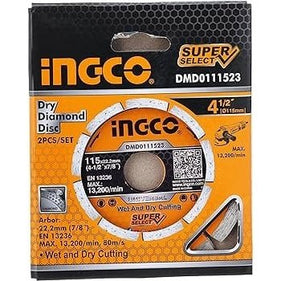 Ingco 2-Pieces 4.5"/115mm Wet & Dry Diamond Disc - DMD0111523 | Supply Master Accra, Ghana Grinding & Cutting Wheels Buy Tools hardware Building materials