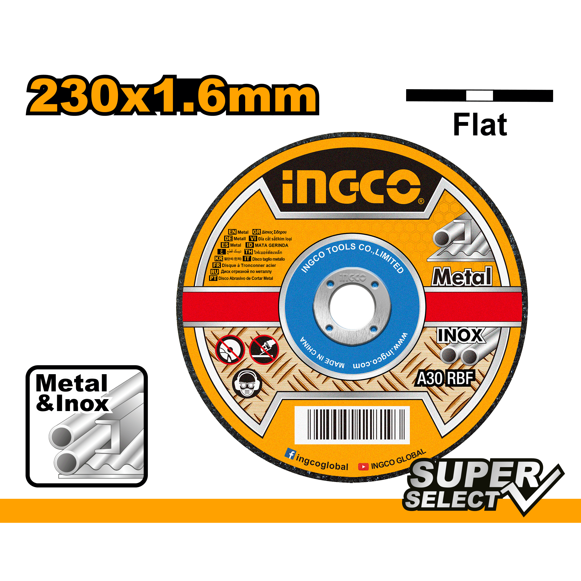 Ingco Abrasive INOX Metal Cutting Discs 7" & 9" - MCD161801 & MCD162301 | Supply Master Accra, Ghana Grinding & Cutting Wheels Buy Tools hardware Building materials