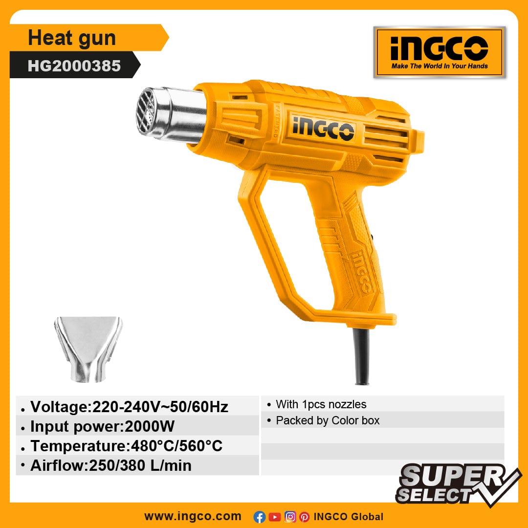 Ingco Heat Gun 2000W - HG2000385 - Buy Online in Accra, Ghana at Supply Master Heat Gun Buy Tools hardware Building materials