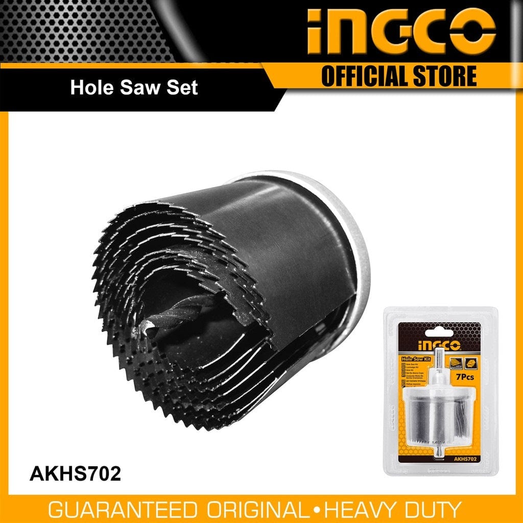 Ingco Hole Saw Set 7 Pieces - AKHS702 | Buy Online in Accra, Ghana - Supply Master Hole Saws & Cores Buy Tools hardware Building materials