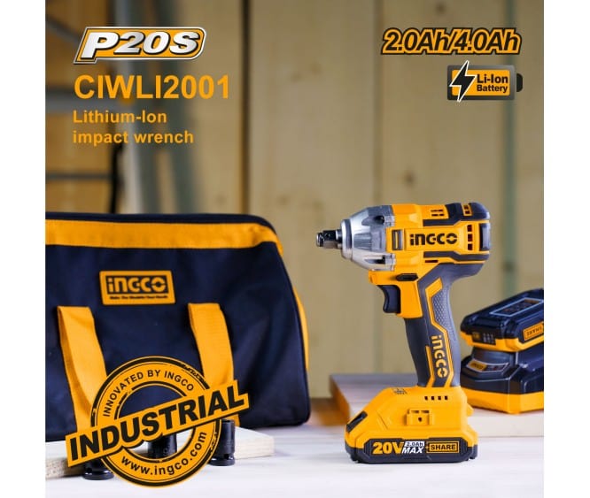 Ingco Lithium-Ion Cordless Impact Wrench - CIWLI2001 | Supply Master | Accra, Ghana Impact Wrench & Driver Buy Tools hardware Building materials