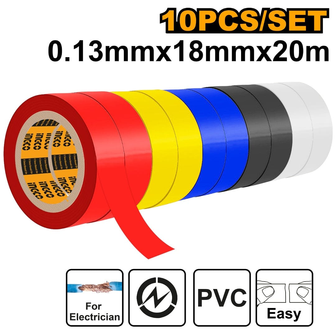 Ingco Multicolor PVC Insulating Tape HPET1013 | Supply Master Accra, Ghana Power Management & Protection Buy Tools hardware Building materials