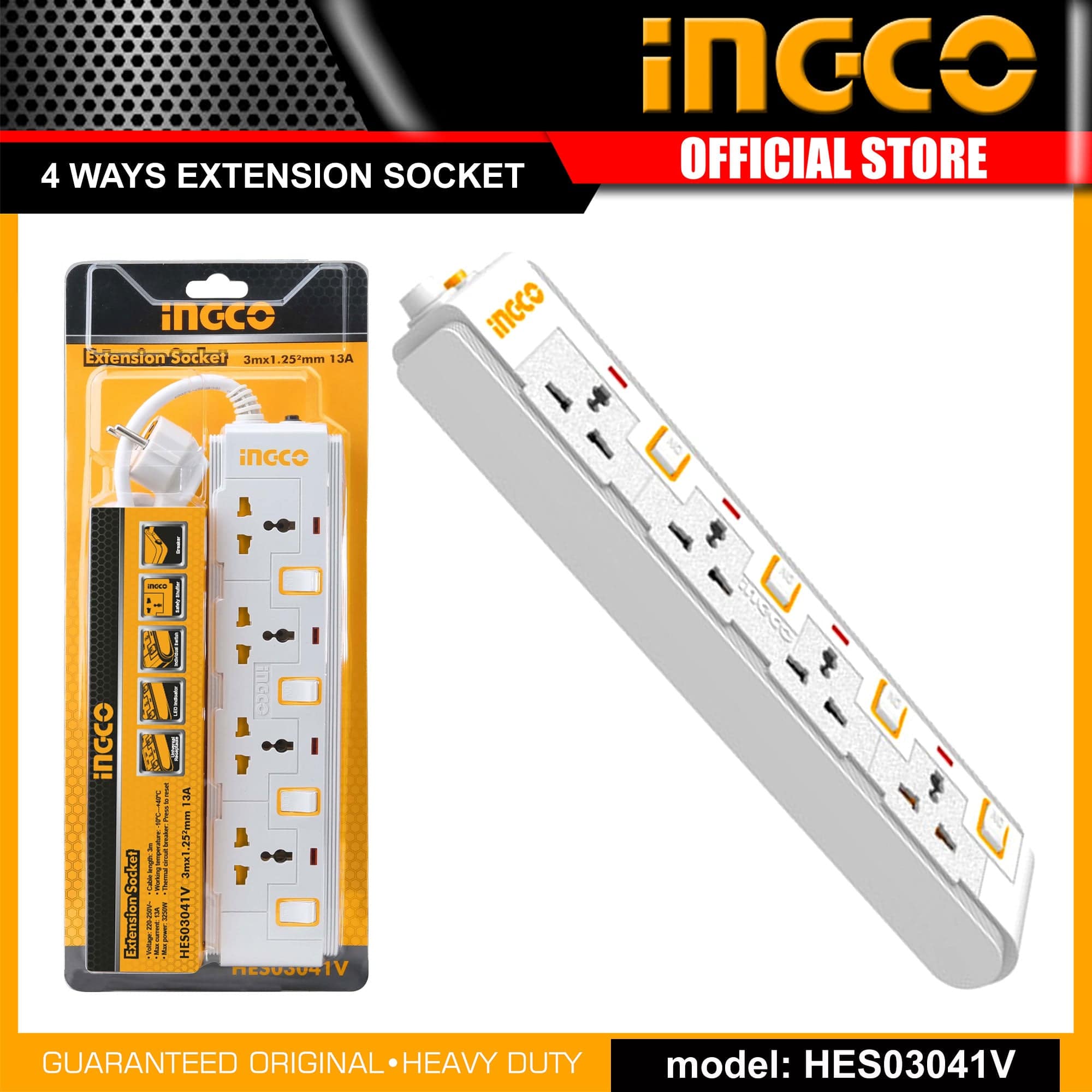 Ingco Power Extension Socket - HES03041V | Supply Master | Accra, Ghana Power Management & Protection Buy Tools hardware Building materials