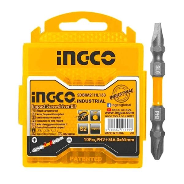 Ingco 10 Pieces Impact Screwdriver Bit Set 65mm - SDBIM21HL133 | Supply Master Accra, Ghana Screwdriver Bits Buy Tools hardware Building materials