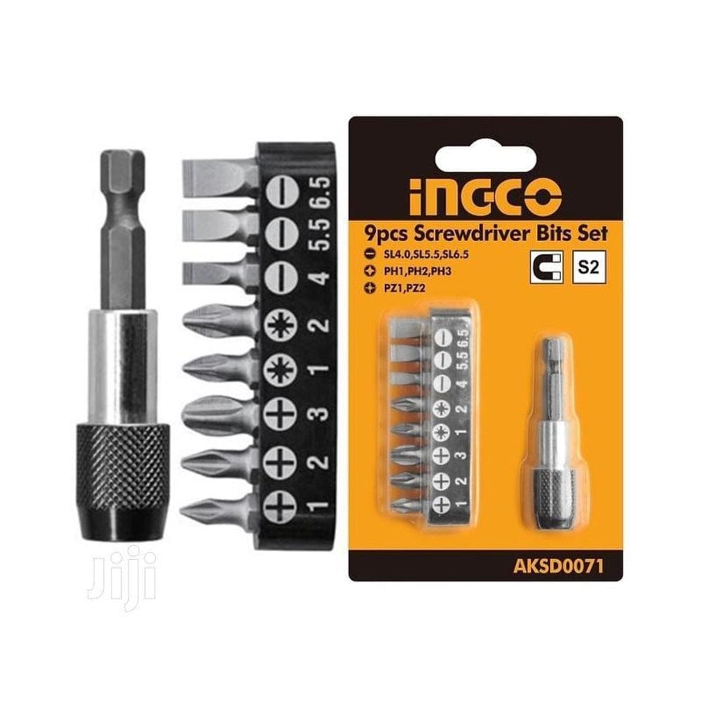 Ingco 9pcs Screwdriver Bit Set - AKSD0071 | Supply Master | Accra, Ghana Screwdriver Bits Buy Tools hardware Building materials
