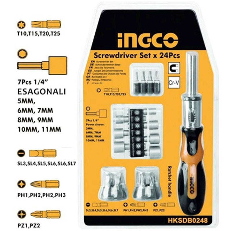 Ingco 24 Pieces Screwdriver Set - HKSDB0248 | Supply Master | Accra, Ghana Screwdrivers Buy Tools hardware Building materials