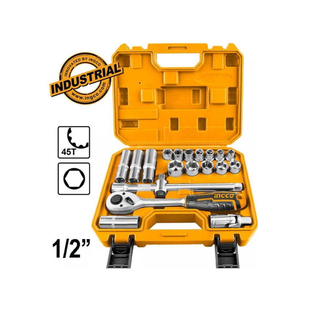Ingco 20 Pieces 1/2″ Socket Set - HKTS12201 | Supply Master | Accra, Ghana Sockets & Hex Keys Buy Tools hardware Building materials