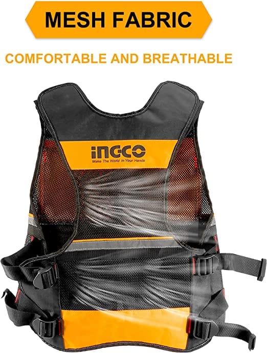 Shop Ingco Tool Vest with 7 Pockets - HTVT0901 in Ghana | Supply Master Tool Boxes Bags & Belts Buy Tools hardware Building materials